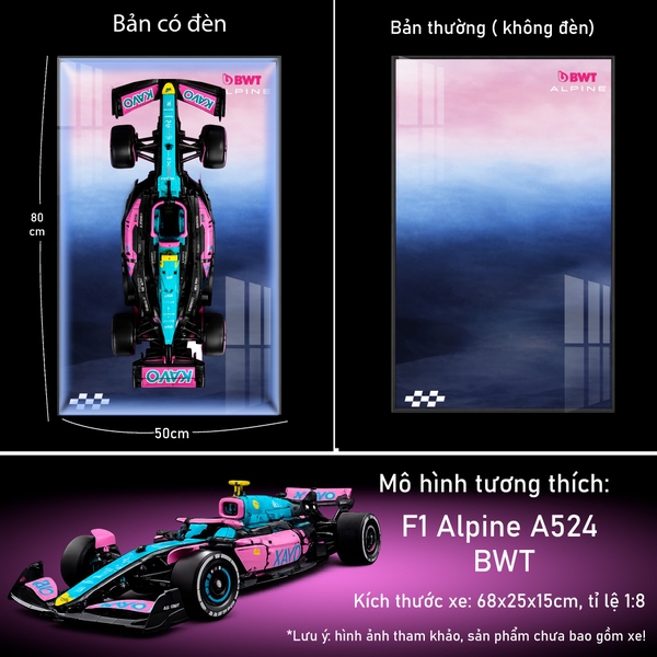 Tranh Treo Mô Hình Xe F1 Alpine A523 BWT Tỉ Lệ 1:8