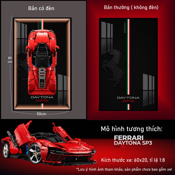 Khung Tranh Treo Mô Hình Siêu Xe Ferrari Daytona SP3 Tỉ Lệ 1:8
