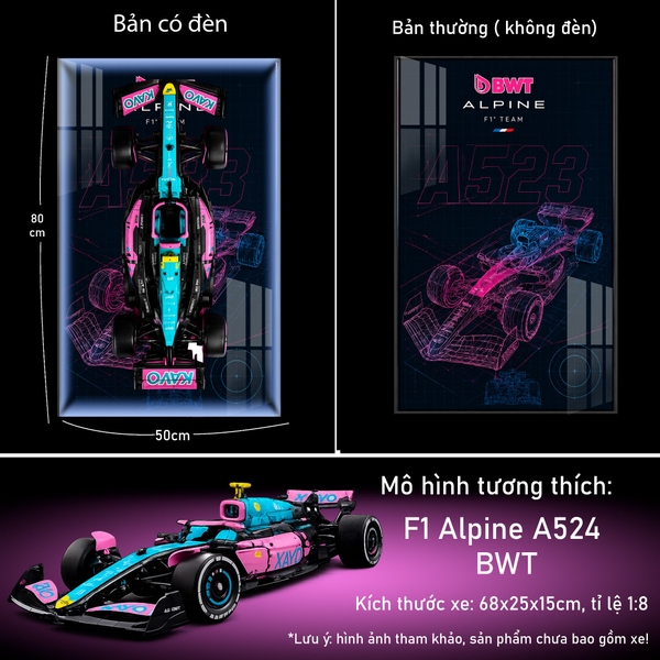 Tranh Treo Mô Hình Xe F1 Alpine A523 BWT Tỉ Lệ 1:8