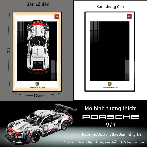 Khung Tranh Treo Mô Hình Siêu Xe Porsche 911 RSR Tỉ Lệ 1:10