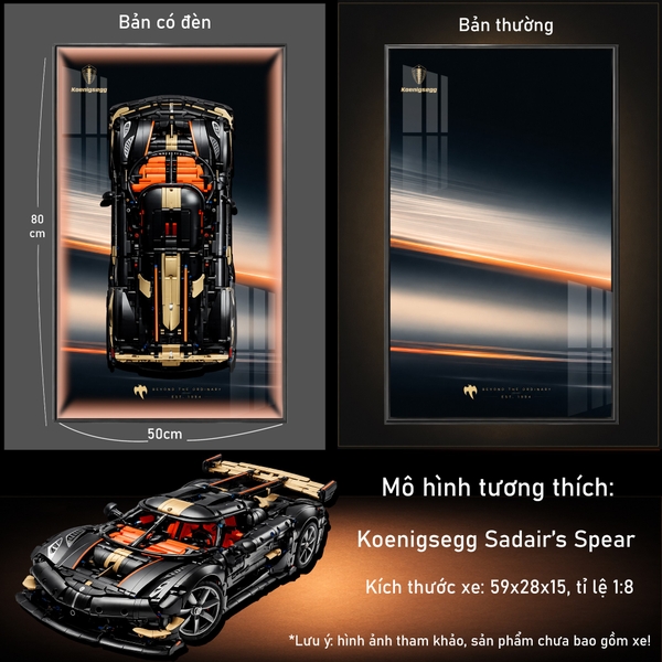 Khung Tranh Treo Mô Hình Siêu Xe Koenigsegg Sadair's Spear Megacar Tỉ Lệ 1:8