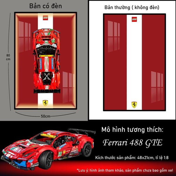Tranh Treo Mô Hình Siêu Xe Ferrari 488 GTE Tỉ Lệ 1:10