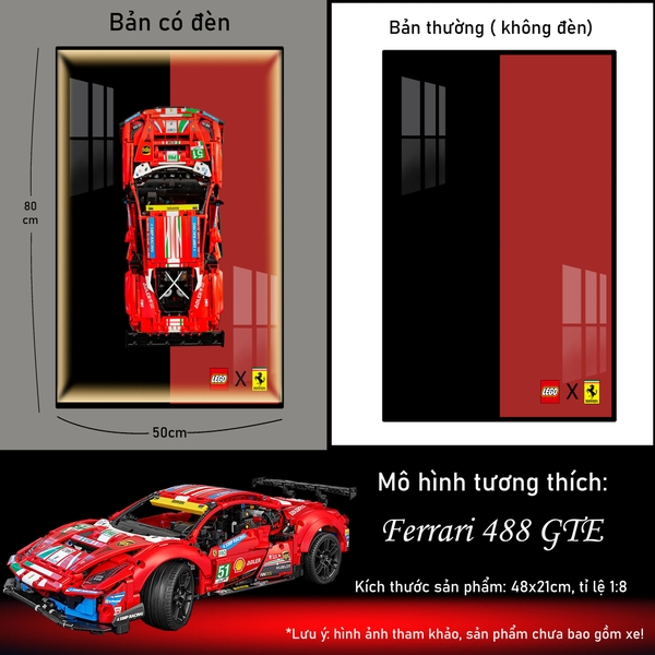 Tranh Treo Mô Hình Siêu Xe Ferrari 488 GTE Tỉ Lệ 1:10