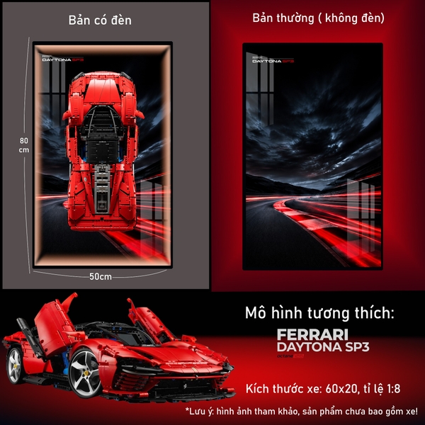 Khung Tranh Treo Mô Hình Siêu Xe Ferrari Daytona SP3 Tỉ Lệ 1:8