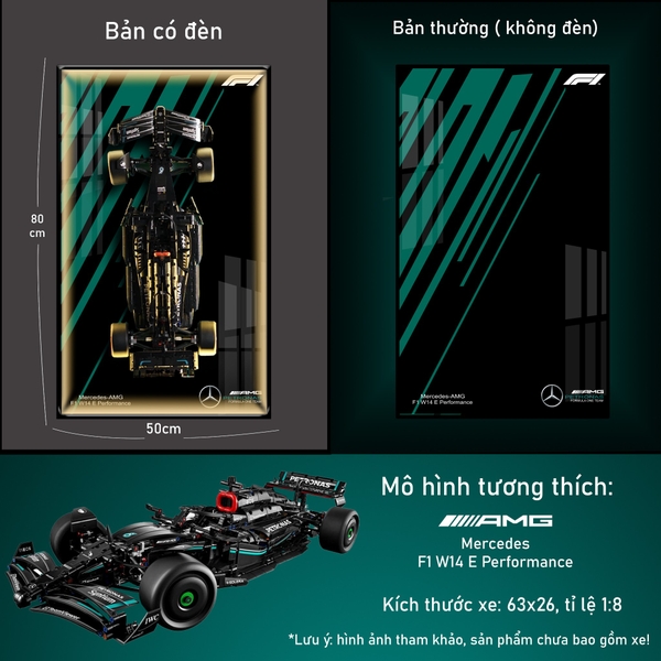 Khung Tranh Treo Mô Hình Xe F1 Mercedes AMG W14 Tỉ Lệ 1:8