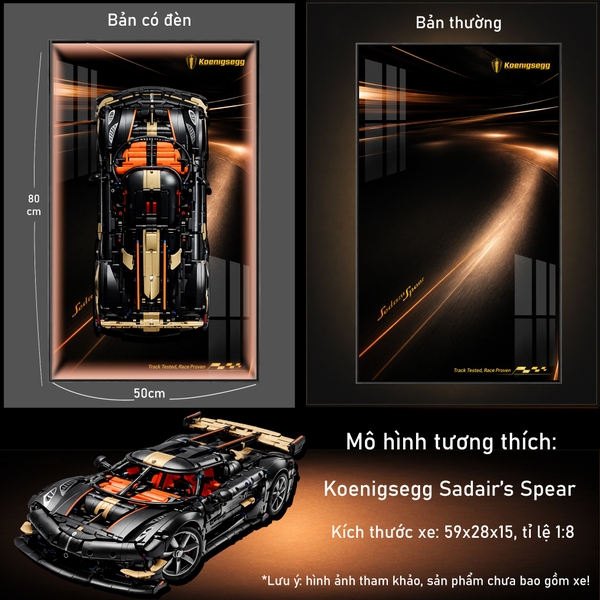 Khung Tranh Treo Mô Hình Siêu Xe Koenigsegg Sadair's Spear Megacar Tỉ Lệ 1:8