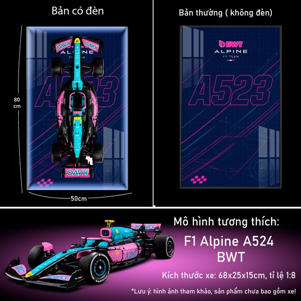 Tranh Treo Mô Hình Xe F1 Alpine A523 BWT Tỉ Lệ 1:8