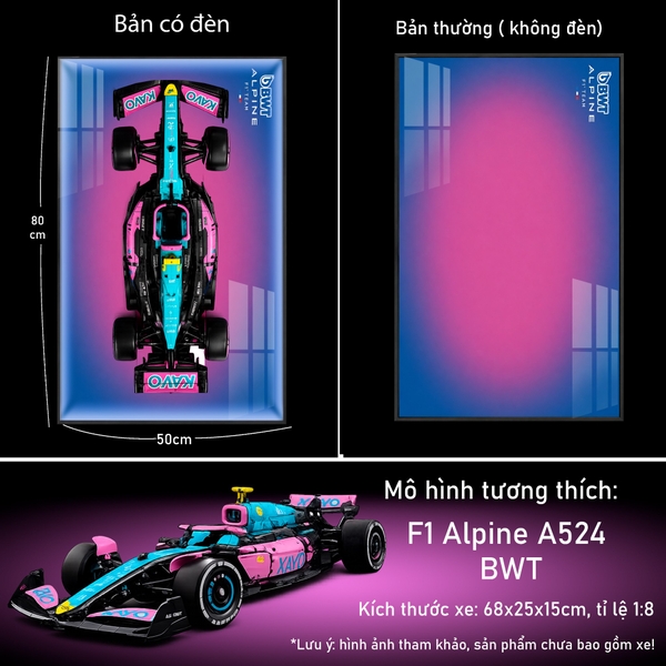 Tranh Treo Mô Hình Xe F1 Alpine A523 BWT Tỉ Lệ 1:8