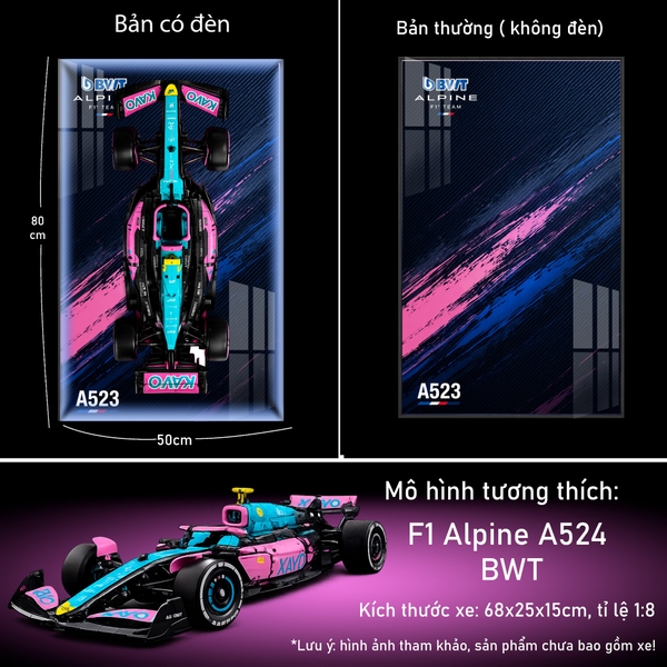 Tranh Treo Mô Hình Xe F1 Alpine A523 BWT Tỉ Lệ 1:8