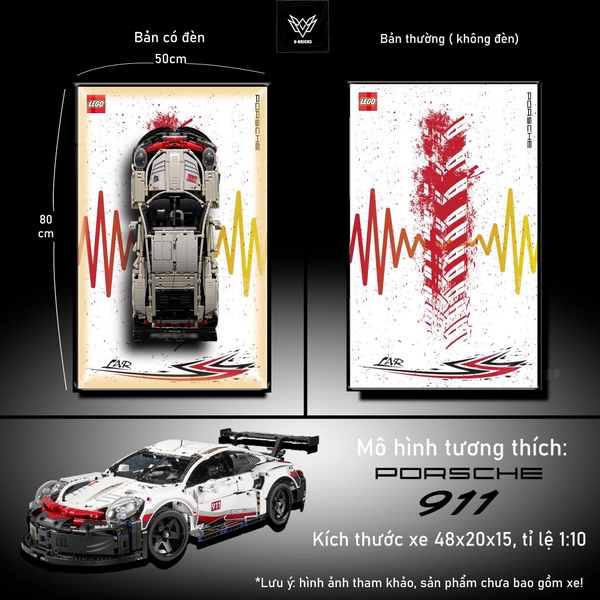 Khung Tranh Treo Mô Hình Siêu Xe Porsche 911 RSR Tỉ Lệ 1:10
