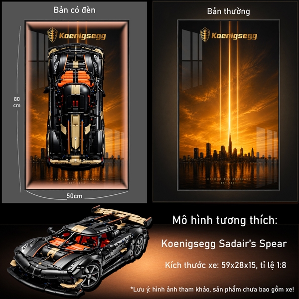 Khung Tranh Treo Mô Hình Siêu Xe Koenigsegg Sadair's Spear Megacar Tỉ Lệ 1:8