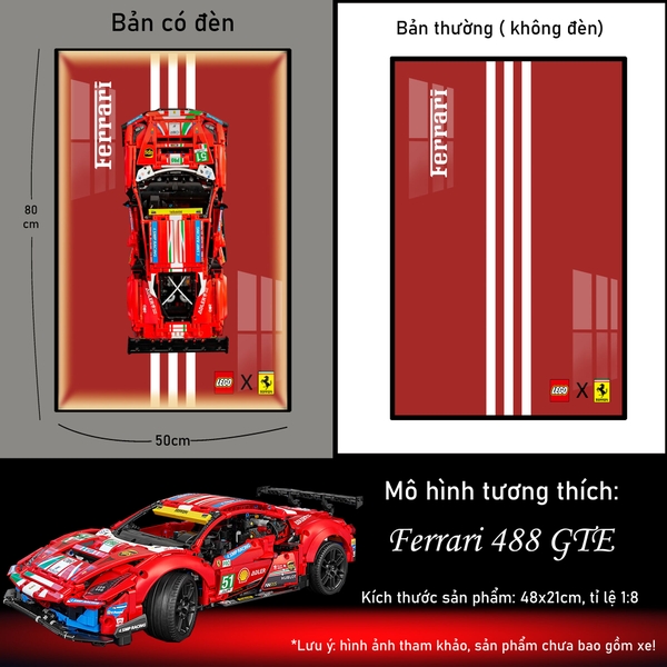 Tranh Treo Mô Hình Siêu Xe Ferrari 488 GTE Tỉ Lệ 1:10