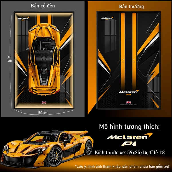Khung Tranh Treo Mô Hình Siêu Xe McLaren P1 Tỉ Lệ 1:8
