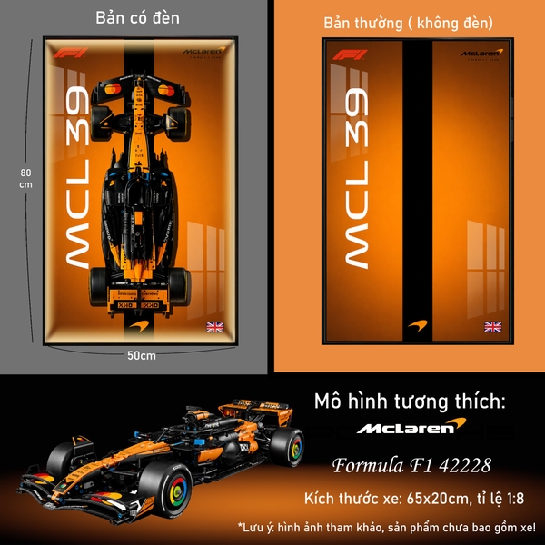 Khung Tranh Treo Mô Hình Xe F1 McLaren MCL39 Tỉ Lệ 1:8