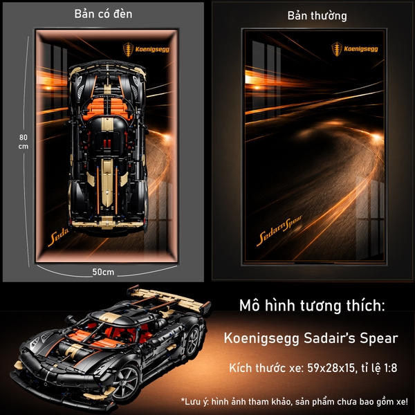Khung Tranh Treo Mô Hình Siêu Xe Koenigsegg Sadair's Spear Megacar Tỉ Lệ 1:8