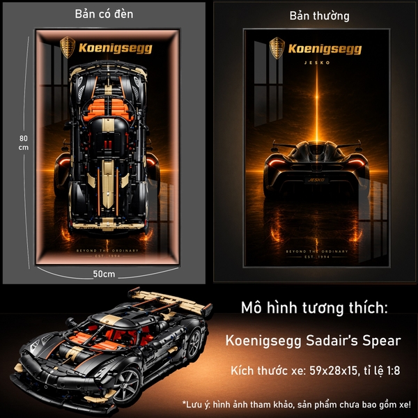 Khung Tranh Treo Mô Hình Siêu Xe Koenigsegg Sadair's Spear Megacar Tỉ Lệ 1:8