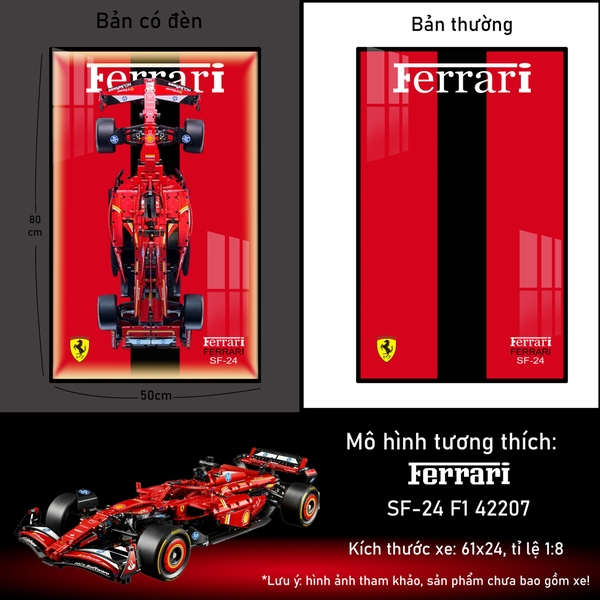 Khung Tranh Treo Mô Hình Xe Đua F1 Ferrari Tỉ Lệ 1:8