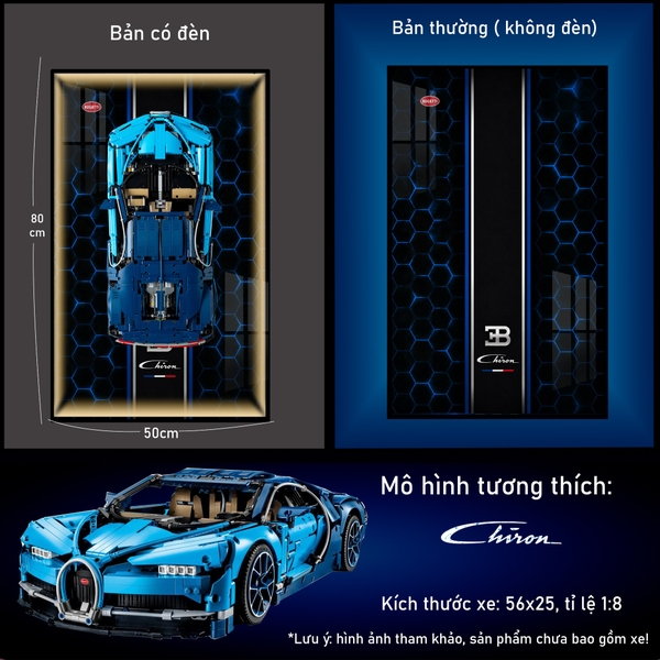 Khung Tranh Treo Mô Hình Siêu Xe Bugatti Chiron Tỉ Lệ 1:8