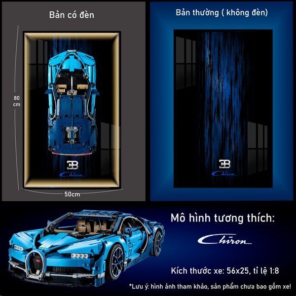 Khung Tranh Treo Mô Hình Siêu Xe Bugatti Chiron Tỉ Lệ 1:8