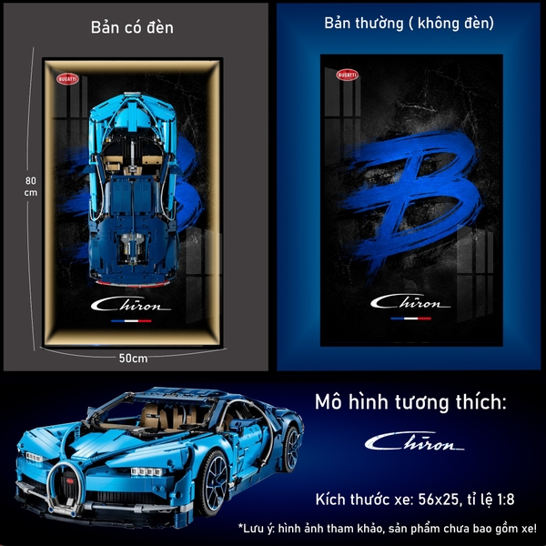 Khung Tranh Treo Mô Hình Siêu Xe Bugatti Chiron Tỉ Lệ 1:8