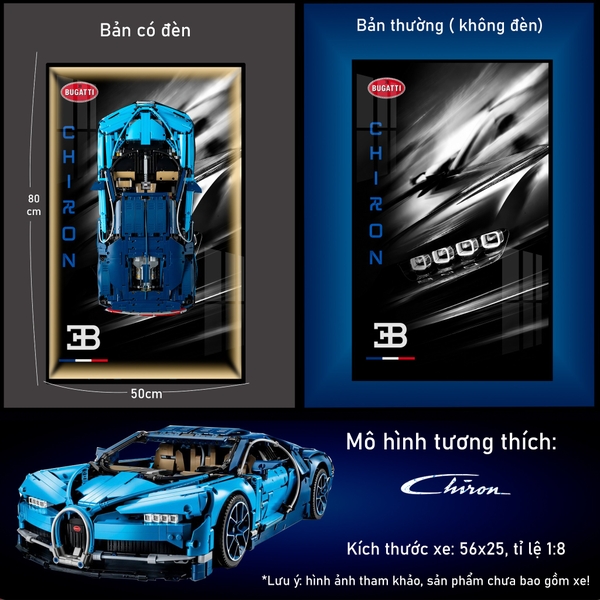 Khung Tranh Treo Mô Hình Siêu Xe Bugatti Chiron Tỉ Lệ 1:8