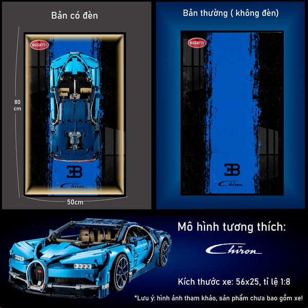 Khung Tranh Treo Mô Hình Siêu Xe Bugatti Chiron Tỉ Lệ 1:8