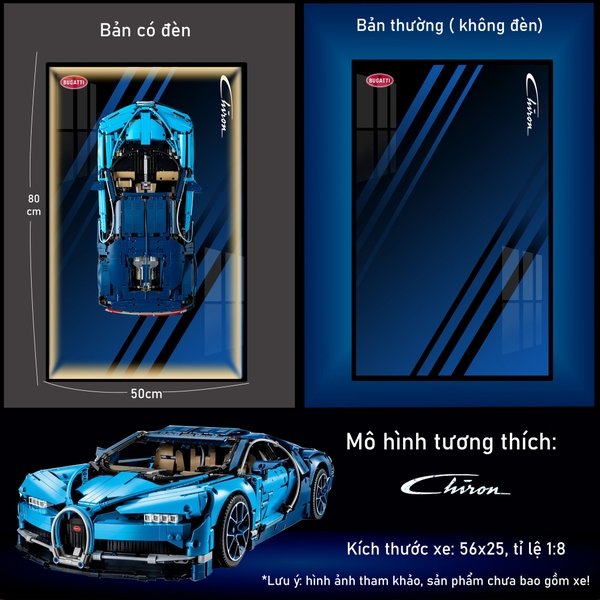 Khung Tranh Treo Mô Hình Siêu Xe Bugatti Chiron Tỉ Lệ 1:8