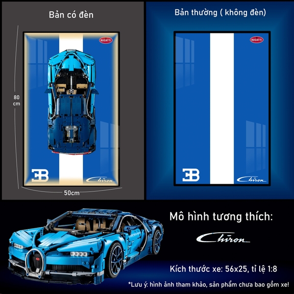 Khung Tranh Treo Mô Hình Siêu Xe Bugatti Chiron Tỉ Lệ 1:8