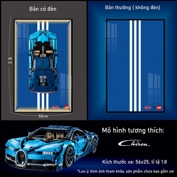 Khung Tranh Treo Mô Hình Siêu Xe Bugatti Chiron Tỉ Lệ 1:8
