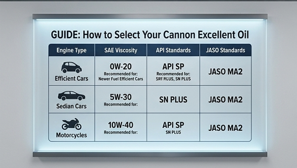 Cách chọn dầu nhớt Cannon Excellent phù hợp với xe