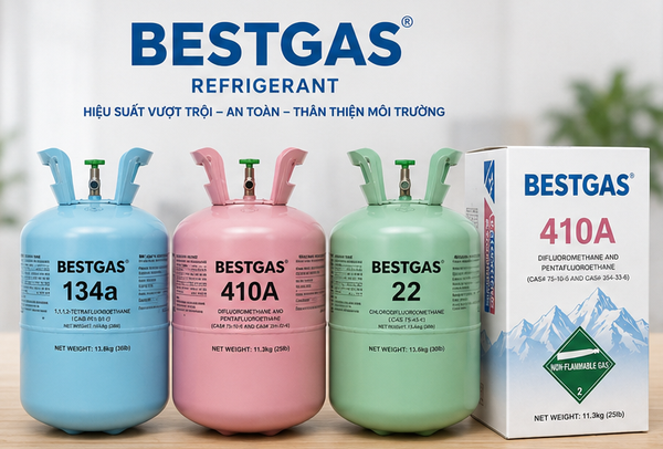 Gas lạnh Bestgas các loại R134a, R410A và R22 chính hãng cho hệ thống điều hòa và làm lạnh