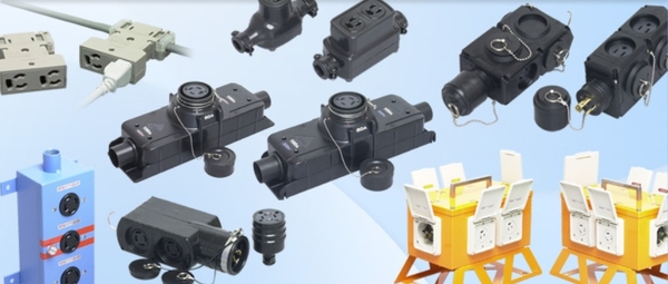 Hộp phân phối điện công suất lớn, bộ chia nguồn di động và hộp nguồn thi công màu vàng.