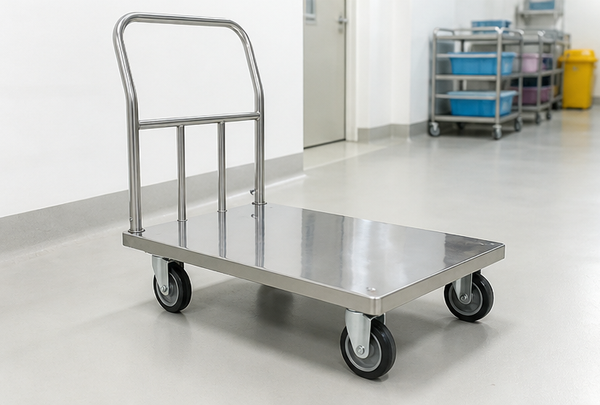 Xe đẩy hàng 4 bánh inox cao cấp chống gỉ dùng trong bệnh viện nhà hàng khách sạn