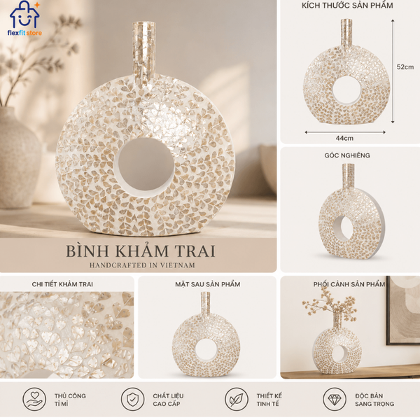 Bình Di Sản|Bình Khảm Trai Tròn Trang Trí Sang Trọng