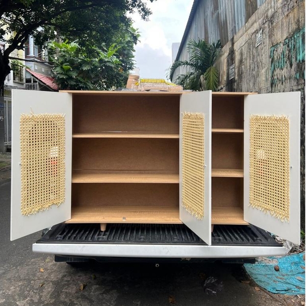 Tủ Để Đồ 3 Cánh Mây, Tủ Gỗ Decor Hiện Đại Màu Trắng Vân Gỗ