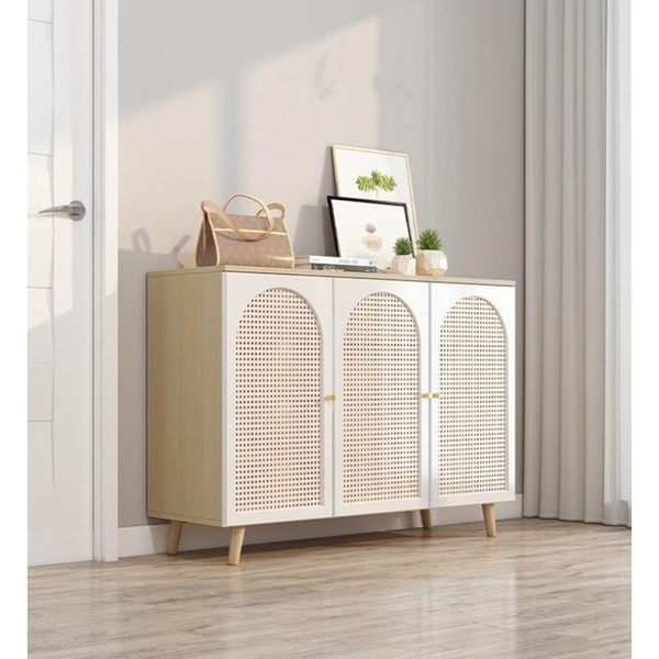 Tủ Để Đồ 3 Cánh Mây, Tủ Gỗ Decor Hiện Đại Màu Trắng Vân Gỗ