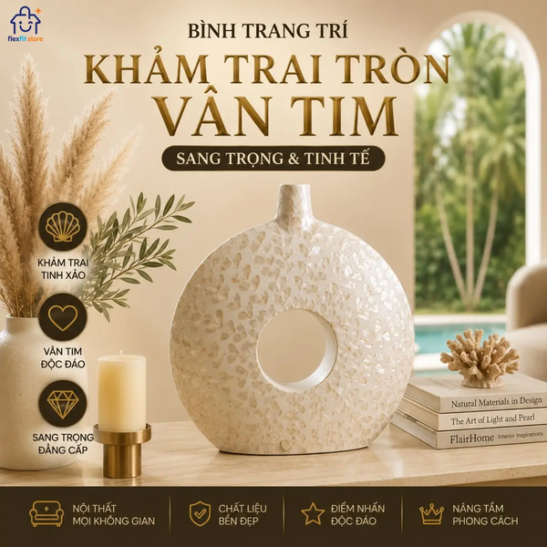 Bình Di Sản|Bình Khảm Trai Tròn Trang Trí Sang Trọng