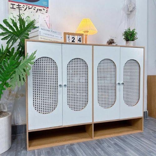 Tủ Giày Gỗ, Tủ Để Đồ Gỗ 4 Cánh Cứng Cáp Chất Liệu Gỗ MDF Phủ Melanin