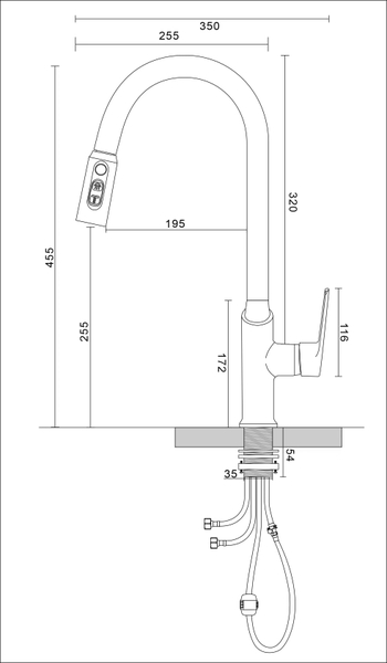 Vòi rửa bát dây rút 2 đường nóng lạnh  GLF 686