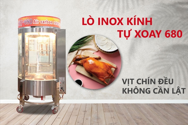 Lò quay vịt kính 680 tự xoay (8 – 12 con)