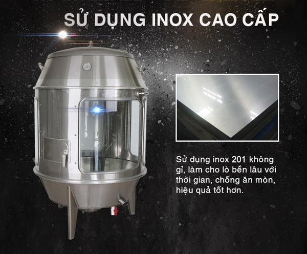 Lò quay vịt inox kính 90 cm (10 – 12 con)