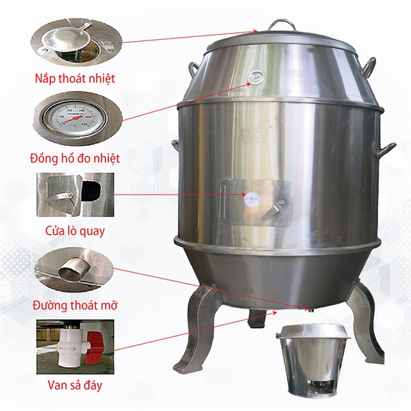 Lò quay vịt chân cong 80 Inox (8-12 con)