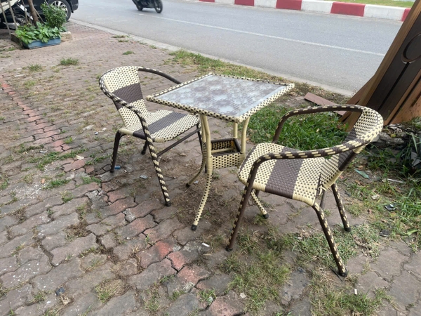 Bộ bàn ghế cafe sân vườn giả mây-NTGD