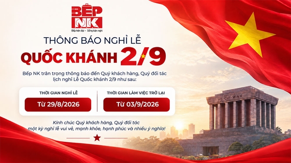 Thông báo lịch nghỉ lễ Quốc khánh 2/9/2026 của Bếp NK