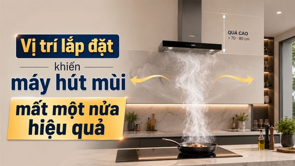 Vị trí lắp đặt khiến máy hút mùi mất một nửa hiệu quả