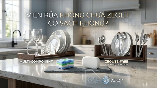 Viên rửa không chứa Zeolit có làm sạch được bát đĩa trong máy rửa bát không?