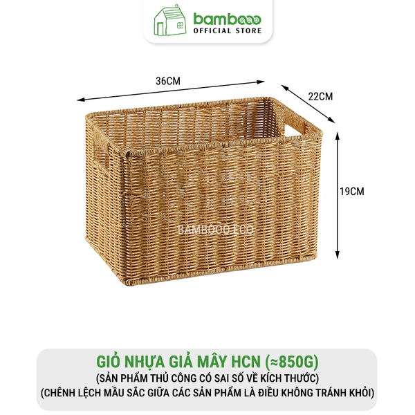 Giỏ nhựa giả mây có tay