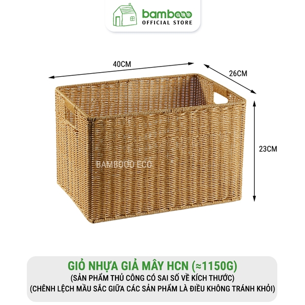Giỏ nhựa giả mây có tay