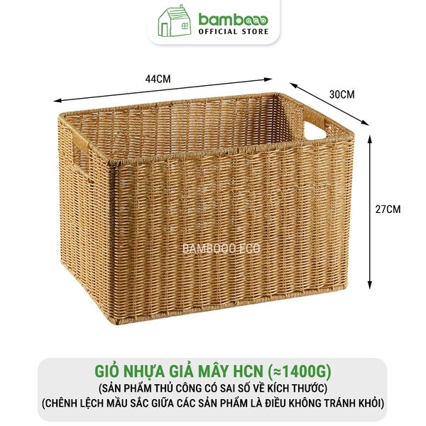 Giỏ nhựa giả mây có tay