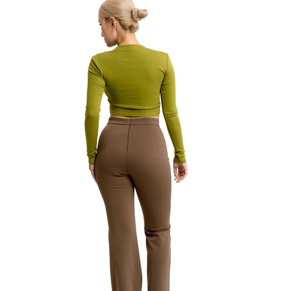 TD - Áo Tay Croptop Dài Cổ Tròn Ôm Dáng Trơn Thun Borip
